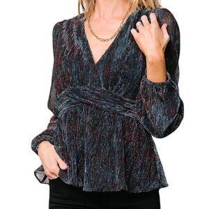 NWOT Skies Are‎ Blue Shimmer Peplum Top XS